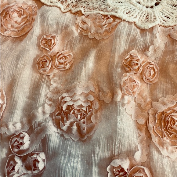 Light Peach Dress eEmbellished Flowers - Small - Picture 9 of 9